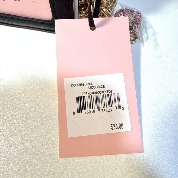 Juicy Couture Liquorice Top Notch Card Case Key Fob Wallet + Chunky Chain NWT - Picture 7 of 7